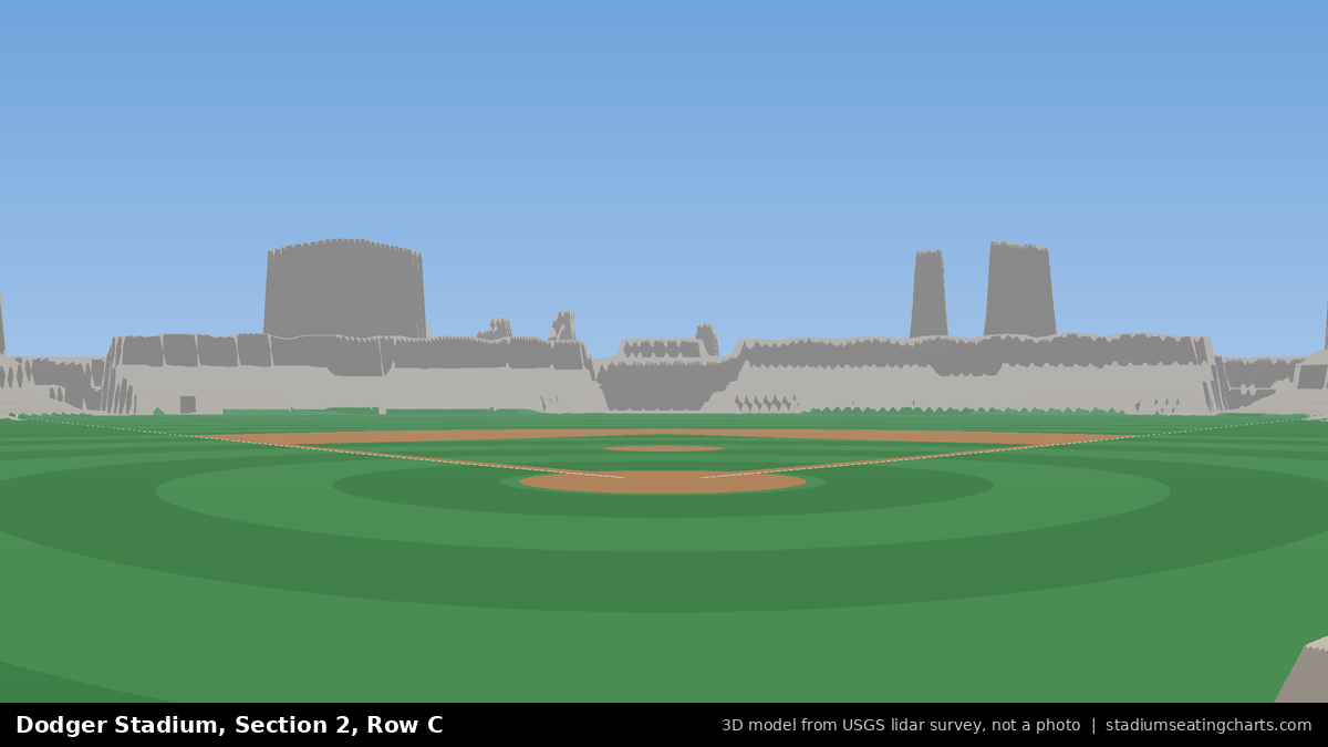 View from Dodger Stadium Section 2, Row C, looking toward the pitcher's mound
