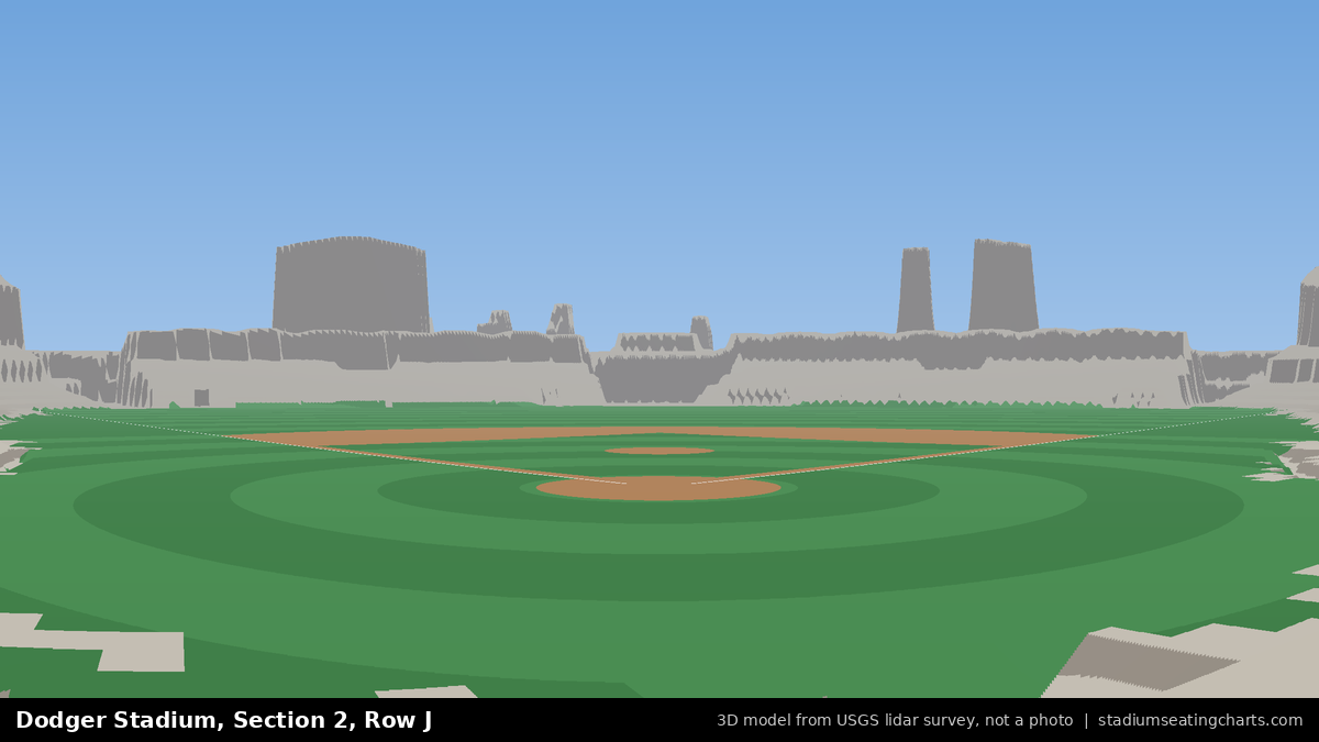 View from Dodger Stadium Section 2, Row J, looking toward the pitcher's mound
