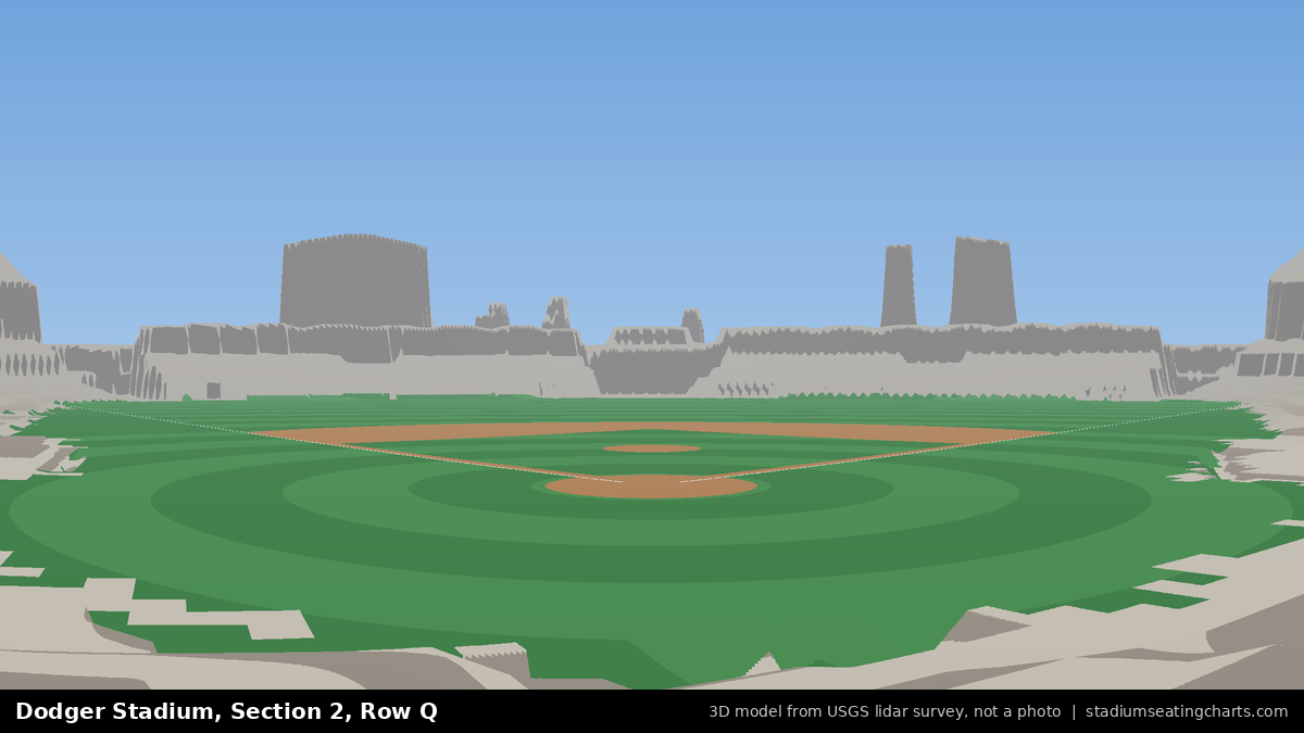 View from Dodger Stadium Section 2, Row Q, looking toward the pitcher's mound