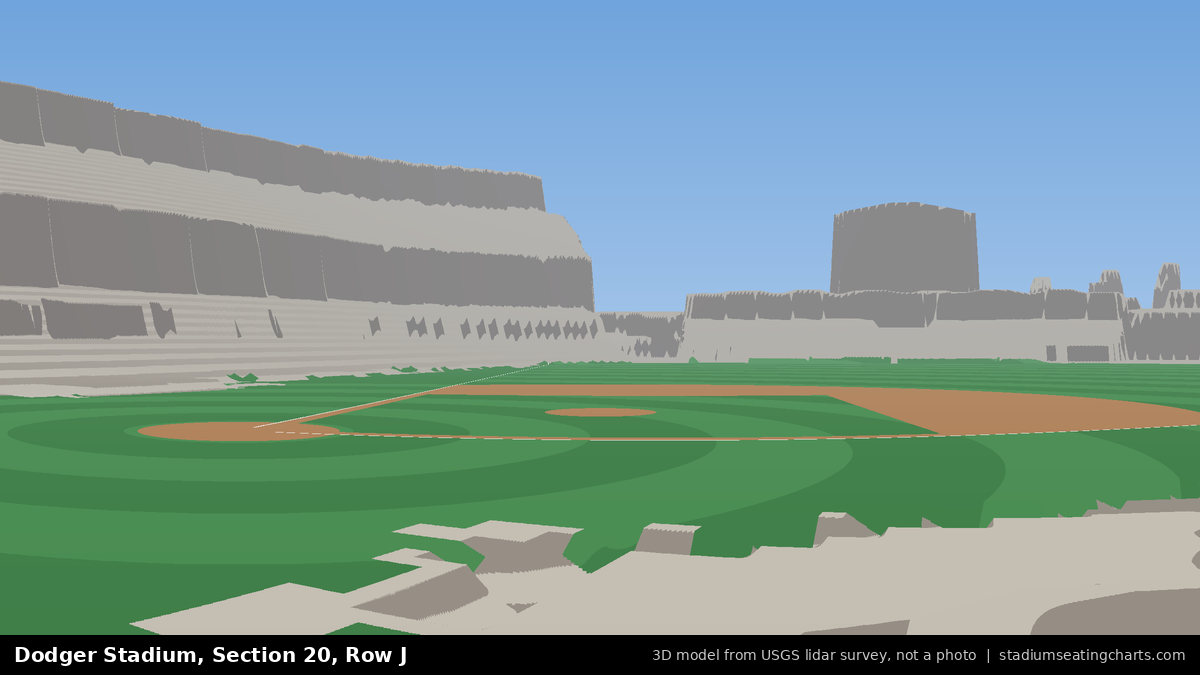 View from Dodger Stadium Section 20, Row J, looking toward the pitcher's mound