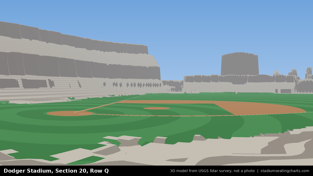 View from Dodger Stadium Section 20, Row Q, looking toward the pitcher's mound
