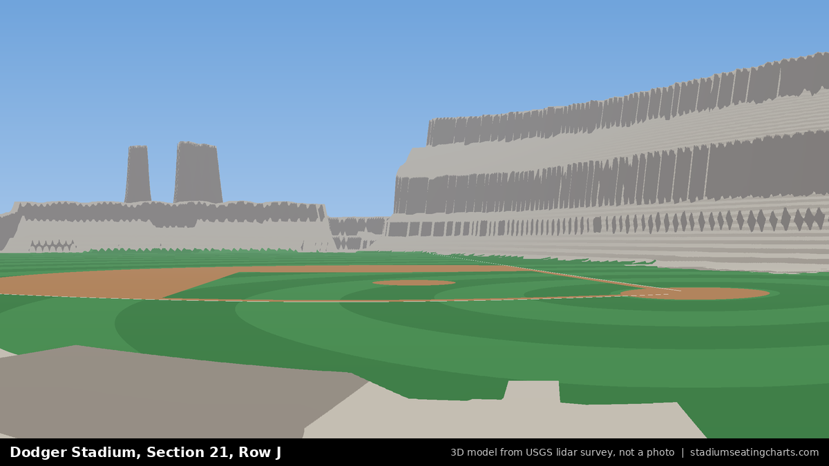 View from Dodger Stadium Section 21, Row J, looking toward the pitcher's mound