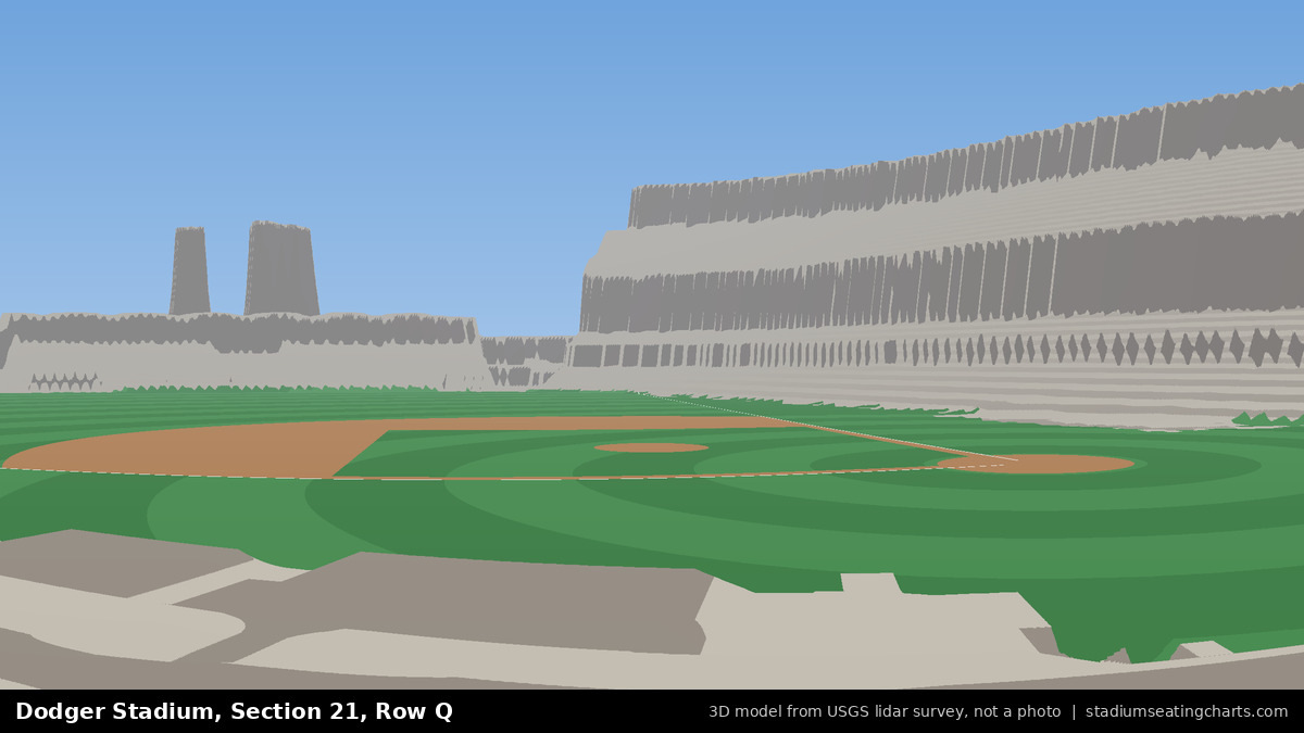View from Dodger Stadium Section 21, Row Q, looking toward the pitcher's mound