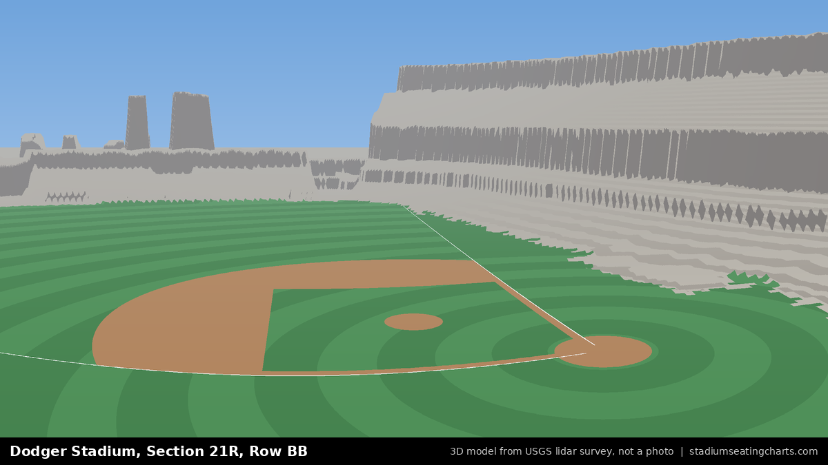 View from Dodger Stadium Section 21R, Row BB, looking toward the pitcher's mound