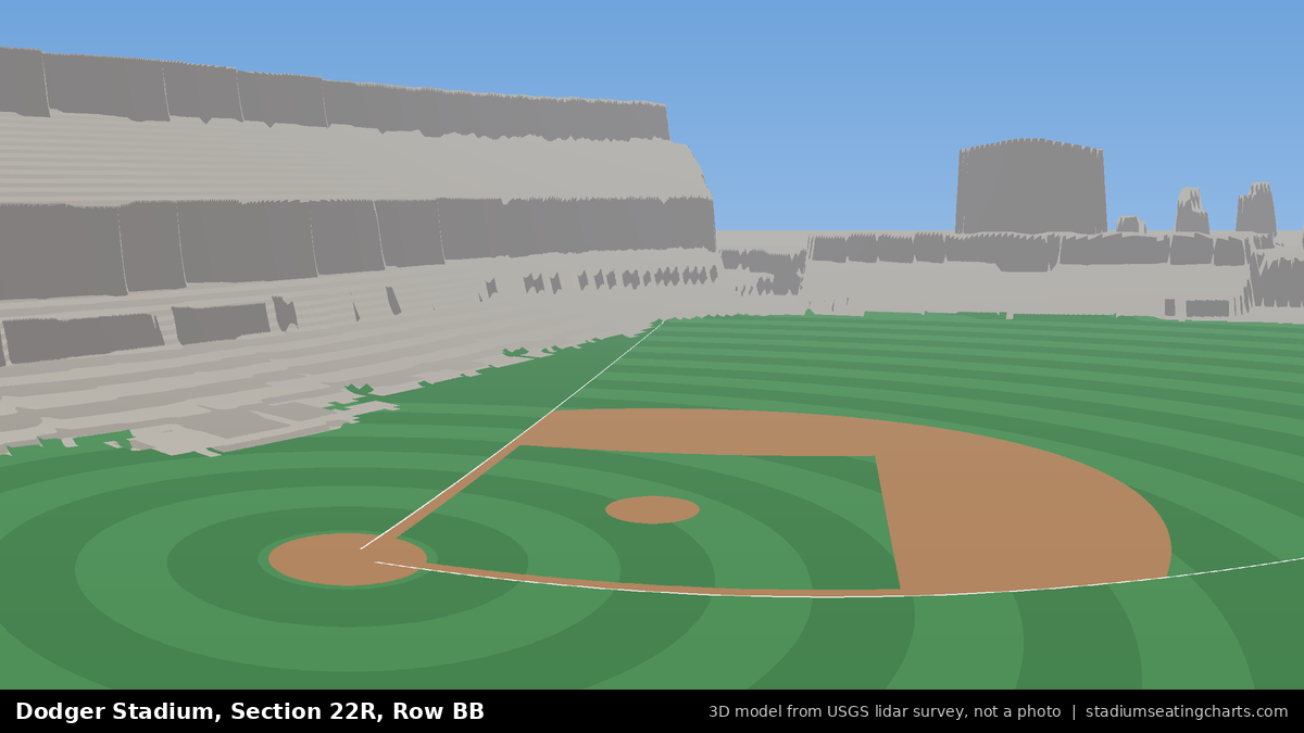 View from Dodger Stadium Section 22R, Row BB, looking toward the pitcher's mound