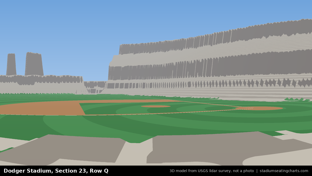 View from Dodger Stadium Section 23, Row Q, looking toward the pitcher's mound