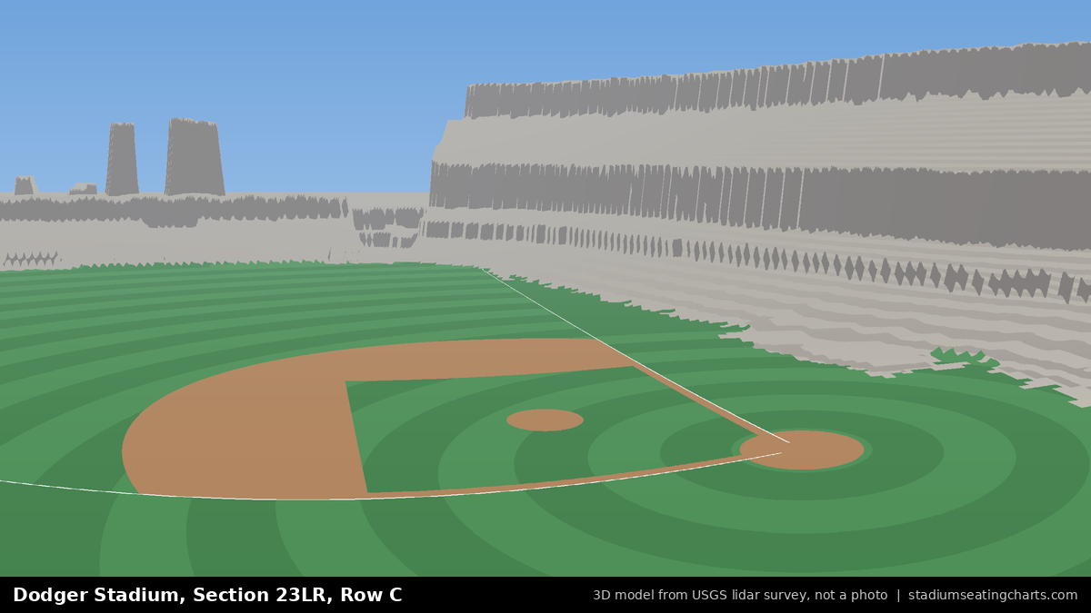 View from Dodger Stadium Section 23LR, Row C, looking toward the pitcher's mound