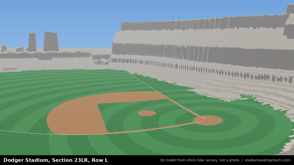 View from Dodger Stadium Section 23LR, Row L, looking toward the pitcher's mound