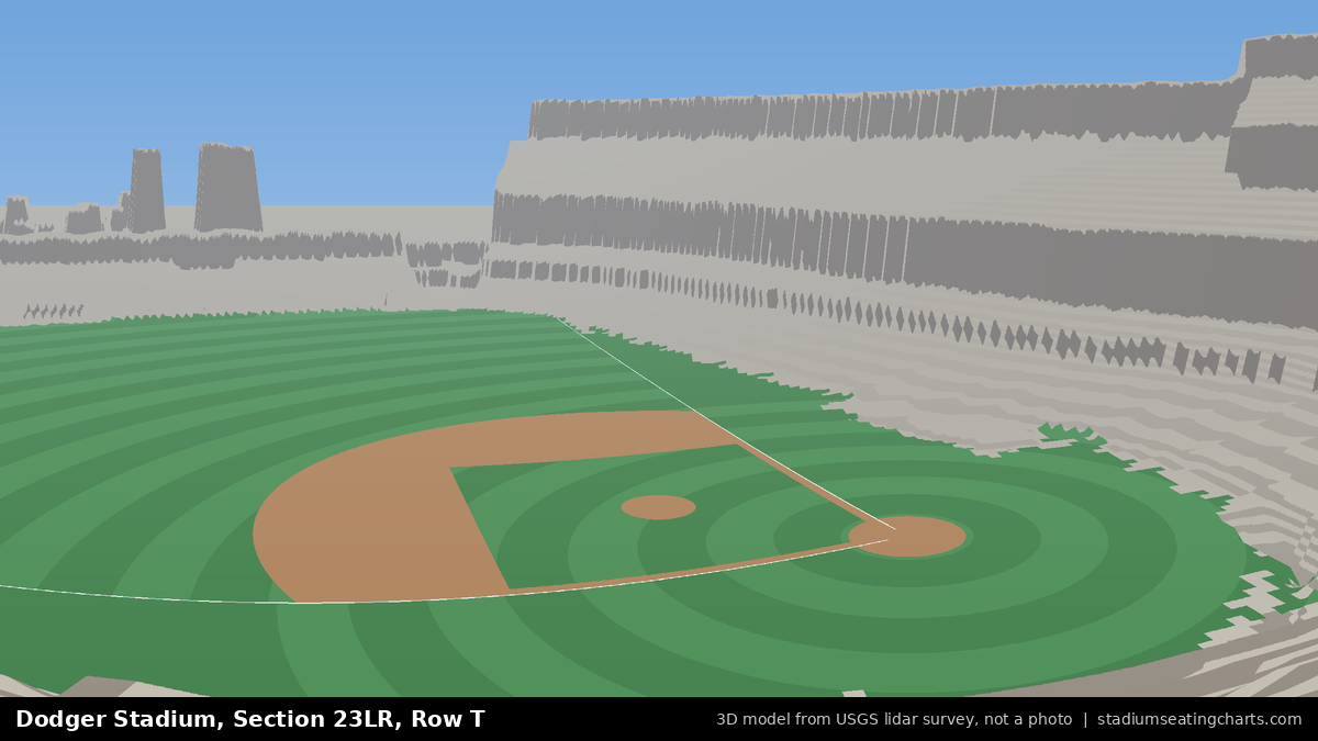 View from Dodger Stadium Section 23LR, Row T, looking toward the pitcher's mound