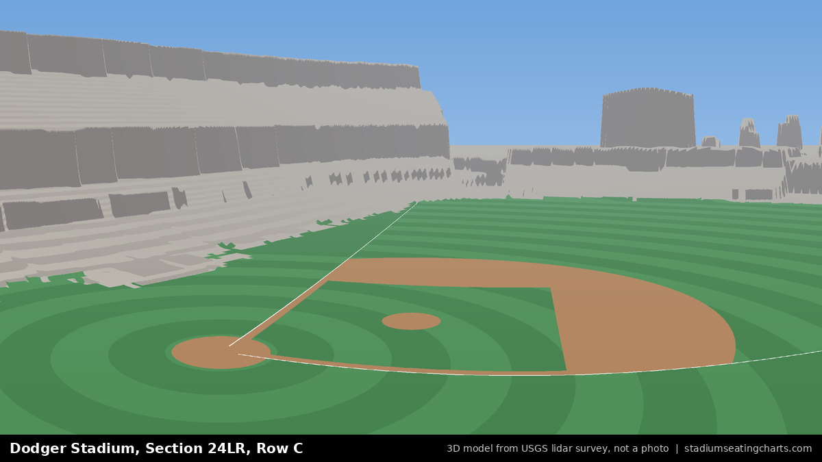 View from Dodger Stadium Section 24LR, Row C, looking toward the pitcher's mound