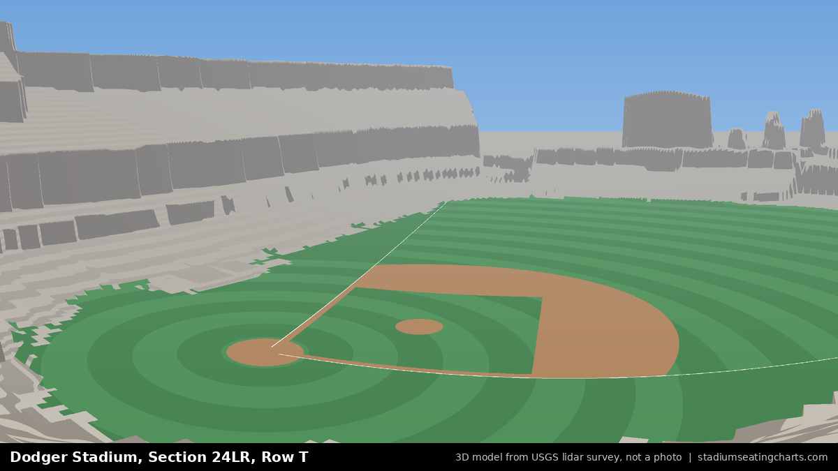 View from Dodger Stadium Section 24LR, Row T, looking toward the pitcher's mound