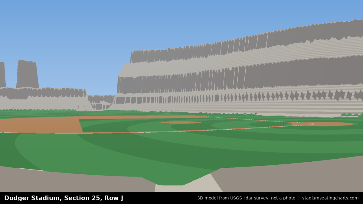 View from Dodger Stadium Section 25, Row J, looking toward the pitcher's mound