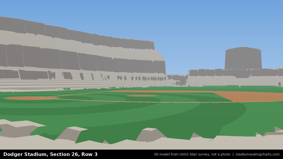 View from Dodger Stadium Section 26, Row 3, looking toward the pitcher's mound