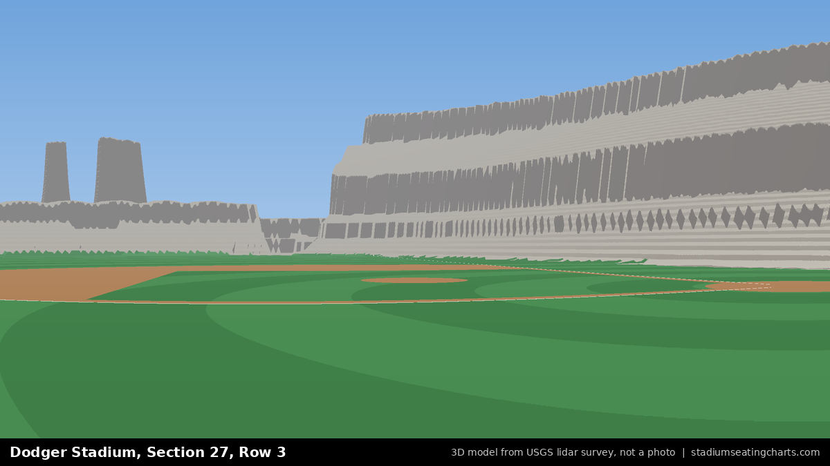 View from Dodger Stadium Section 27, Row 3, looking toward the pitcher's mound