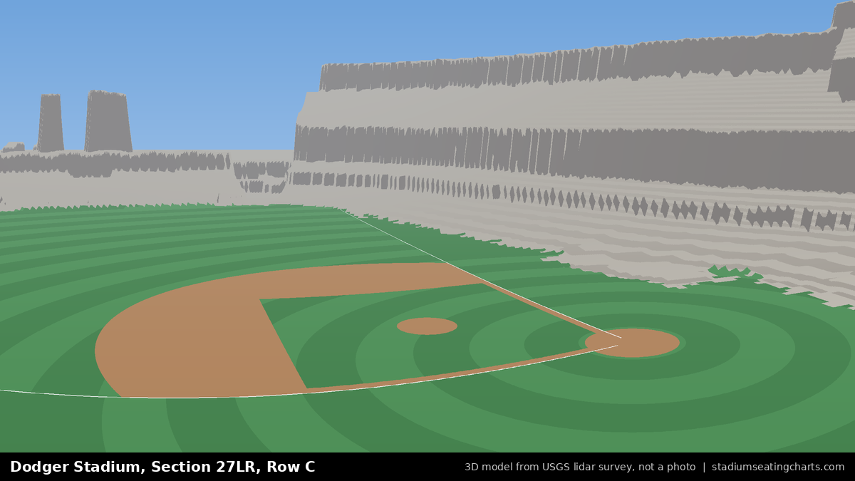 View from Dodger Stadium Section 27LR, Row C, looking toward the pitcher's mound