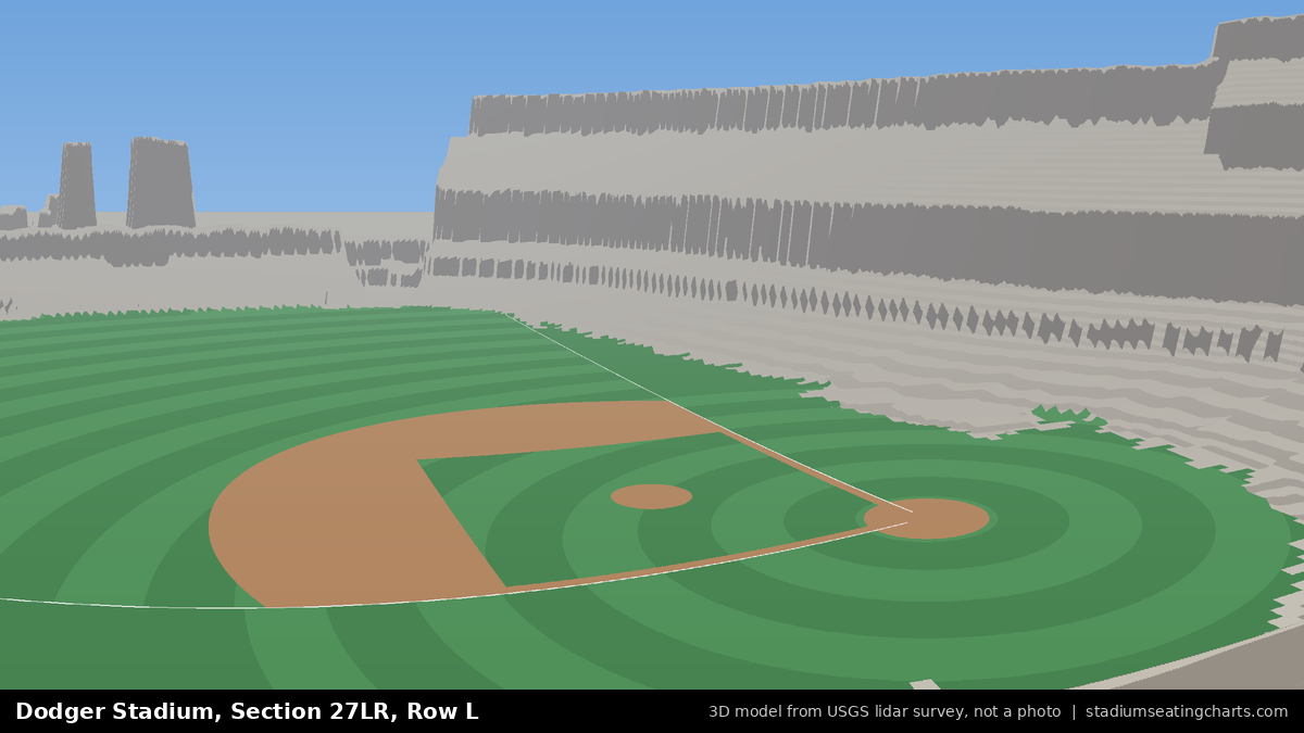View from Dodger Stadium Section 27LR, Row L, looking toward the pitcher's mound