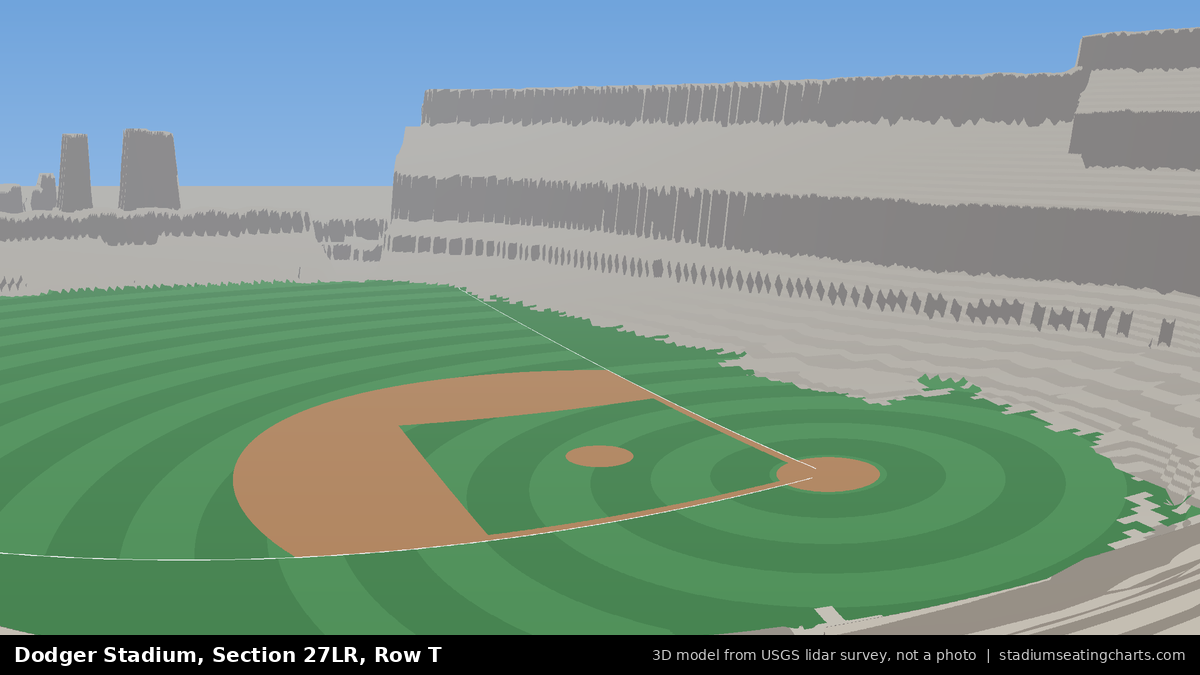 View from Dodger Stadium Section 27LR, Row T, looking toward the pitcher's mound