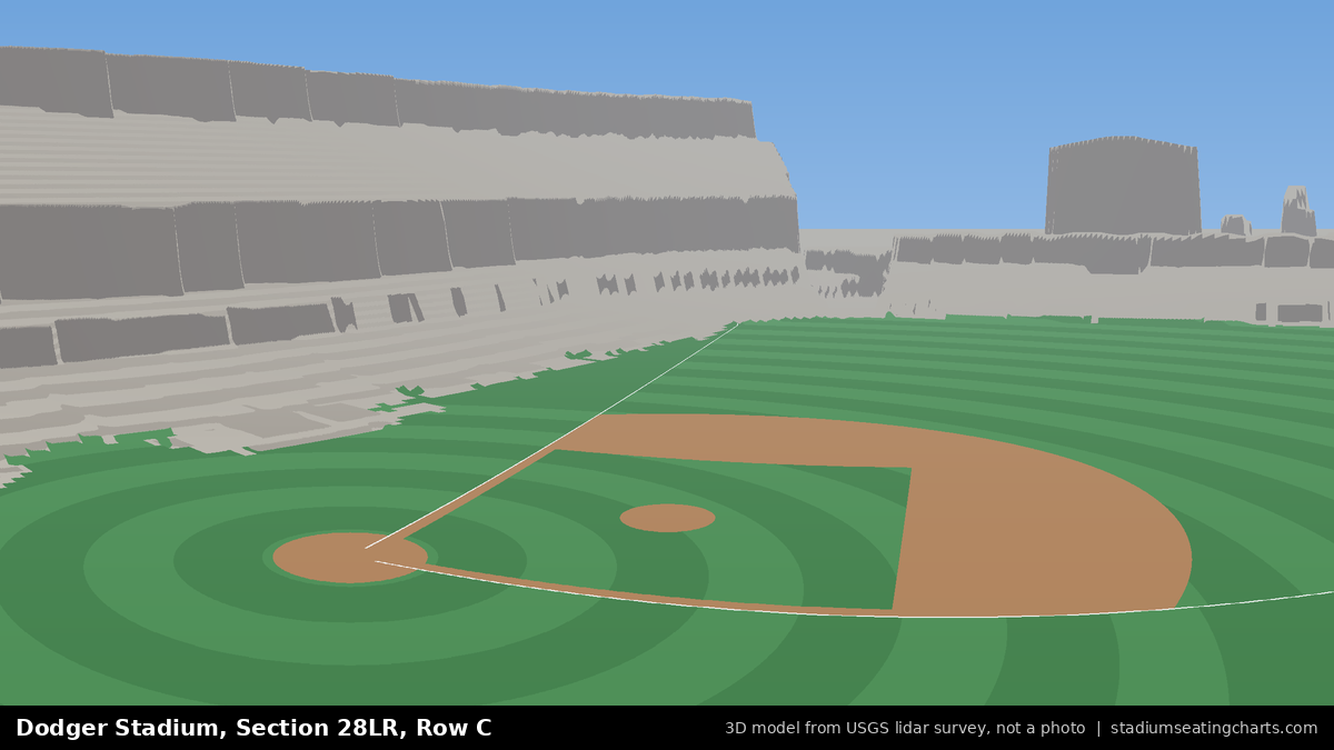 View from Dodger Stadium Section 28LR, Row C, looking toward the pitcher's mound