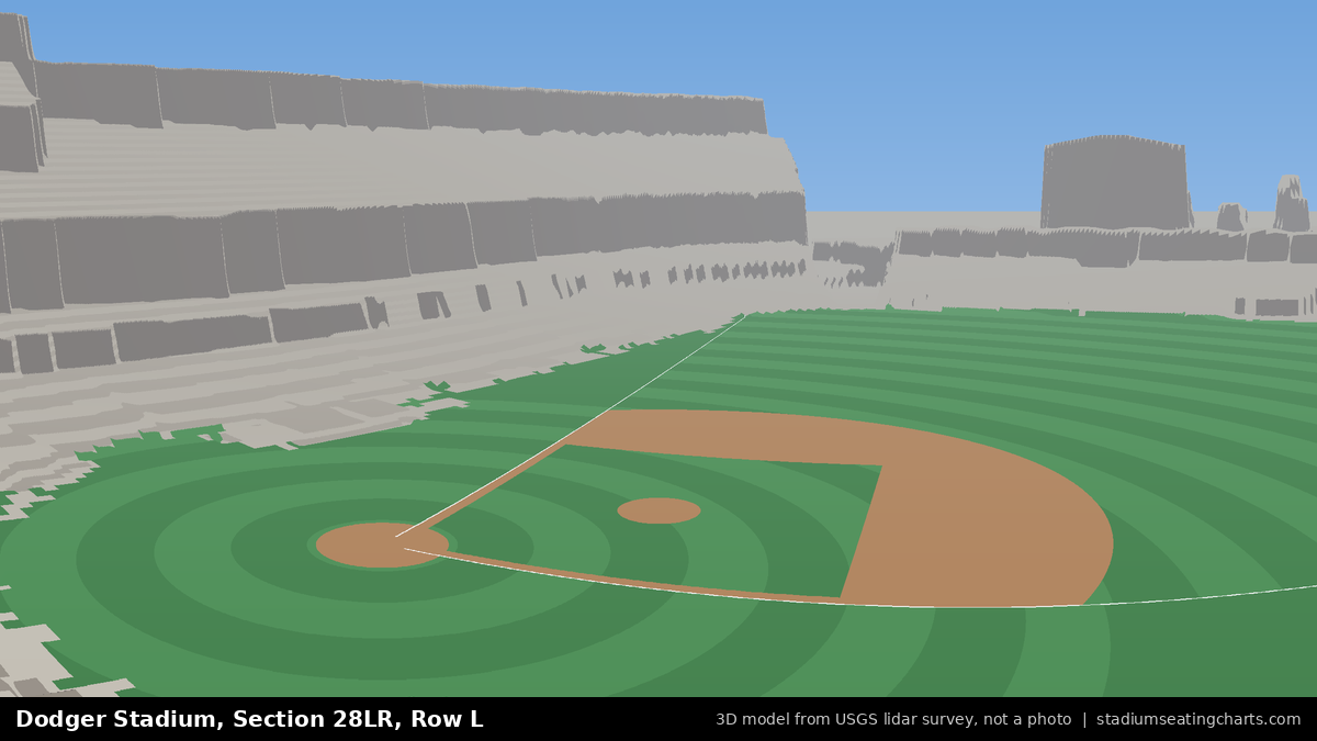 View from Dodger Stadium Section 28LR, Row L, looking toward the pitcher's mound