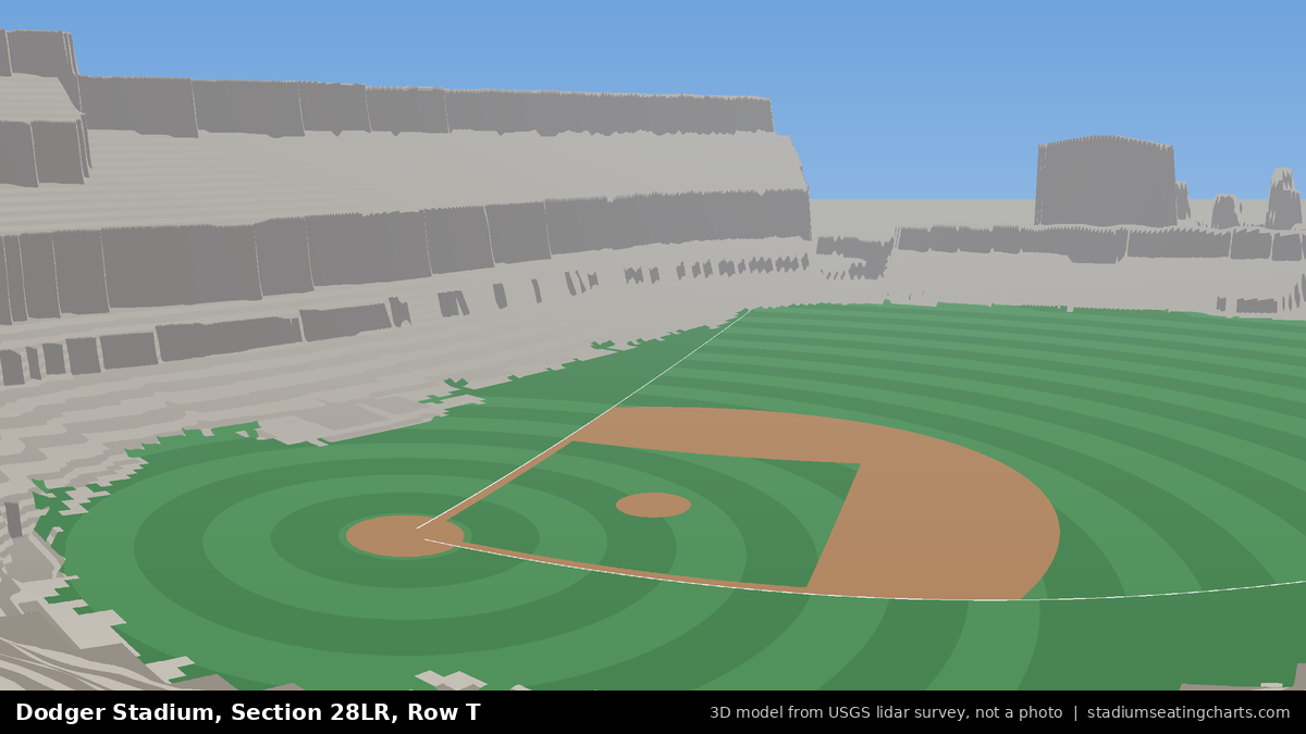 View from Dodger Stadium Section 28LR, Row T, looking toward the pitcher's mound