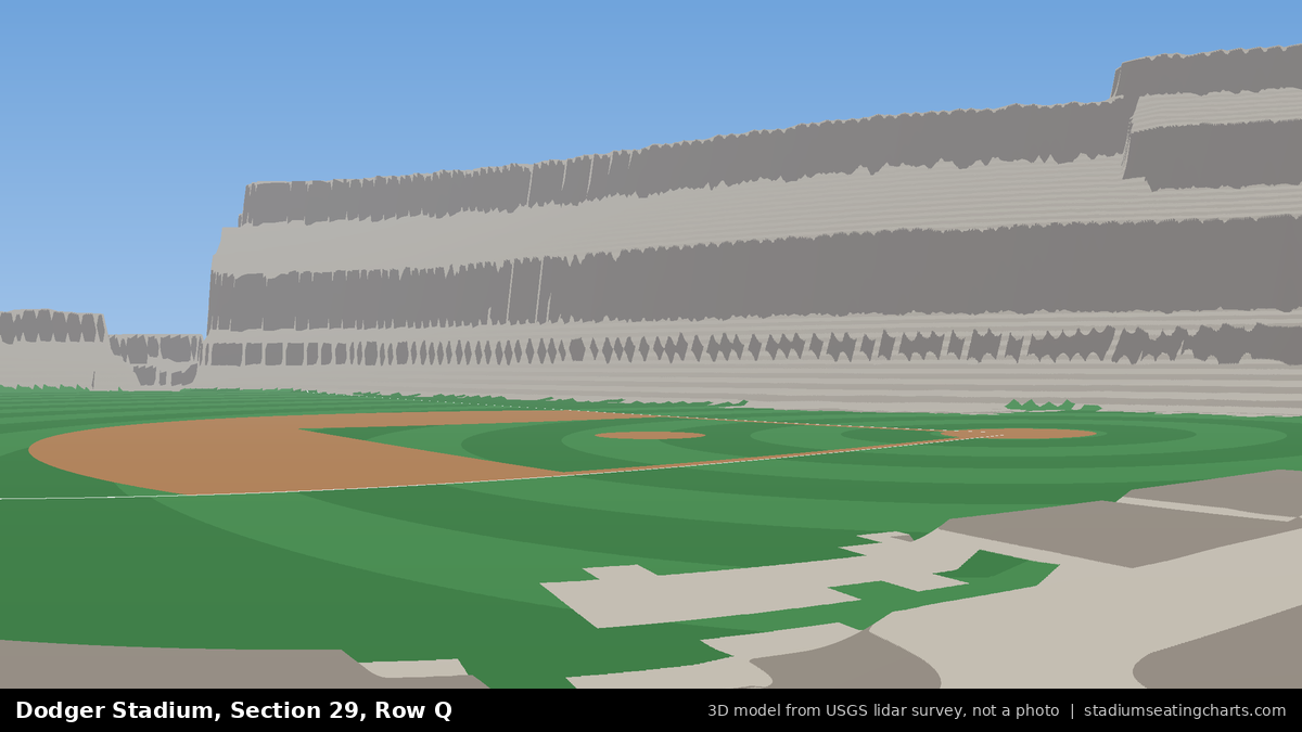 View from Dodger Stadium Section 29, Row Q, looking toward the pitcher's mound