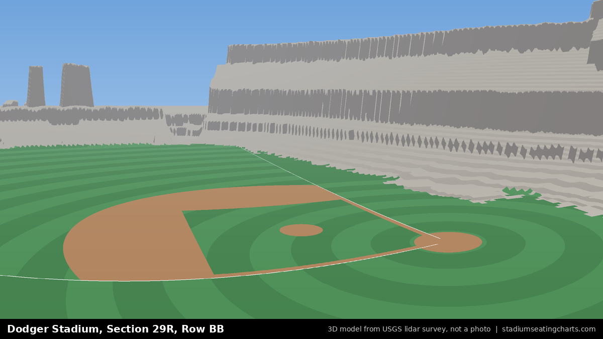 View from Dodger Stadium Section 29R, Row BB, looking toward the pitcher's mound