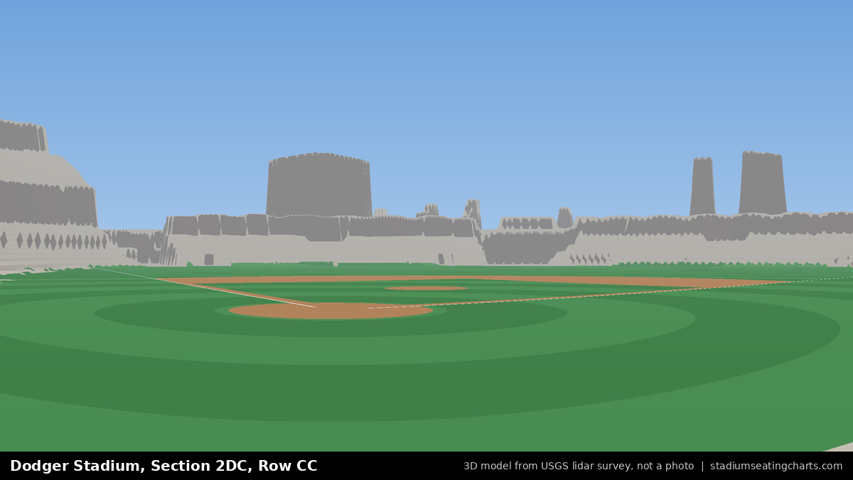 View from Dodger Stadium Section 2DC, Row CC, looking toward the pitcher's mound