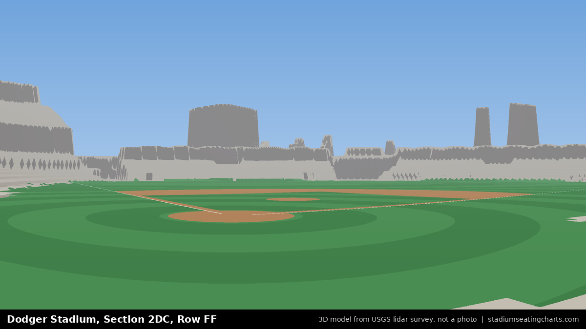 View from Dodger Stadium Section 2DC, Row FF, looking toward the pitcher's mound