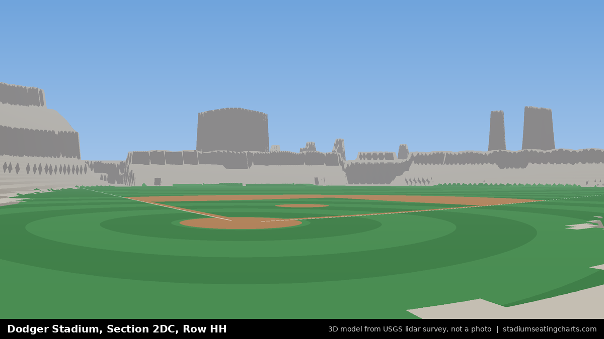 View from Dodger Stadium Section 2DC, Row HH, looking toward the pitcher's mound