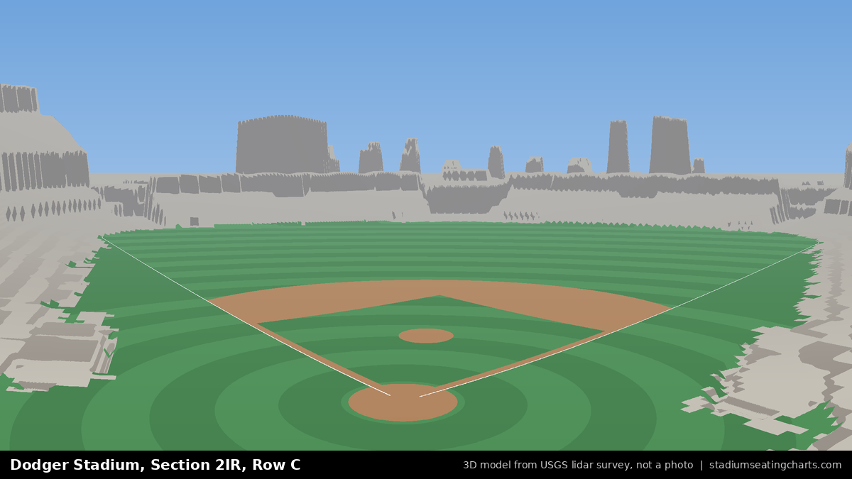 View from Dodger Stadium Section 2IR, Row C, looking toward the pitcher's mound