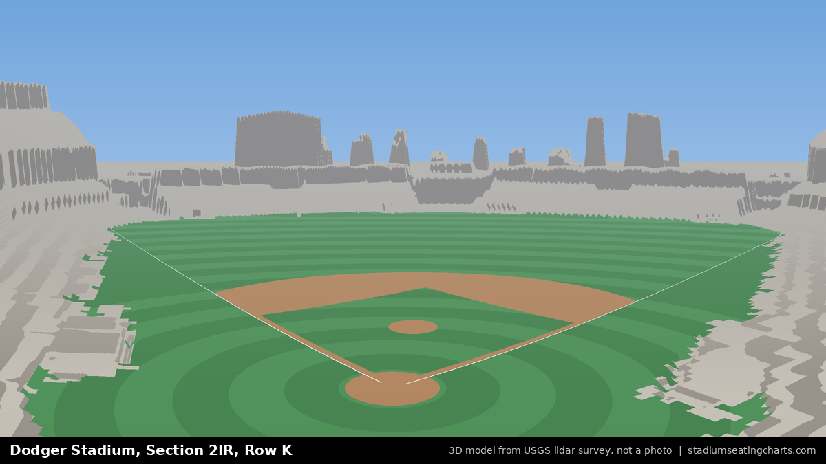 View from Dodger Stadium Section 2IR, Row K, looking toward the pitcher's mound