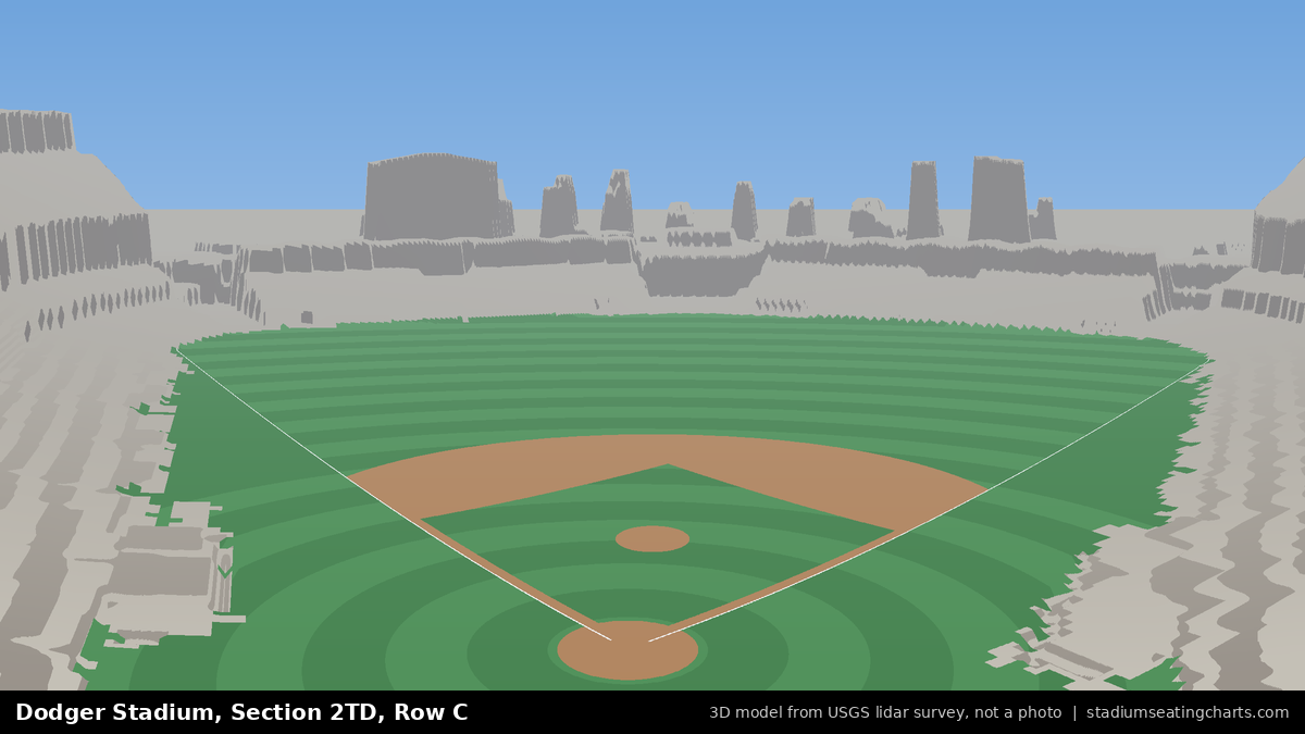 View from Dodger Stadium Section 2TD, Row C, looking toward the pitcher's mound