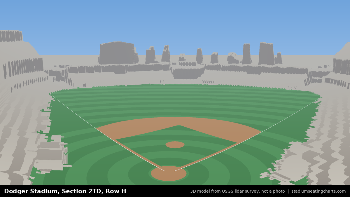 View from Dodger Stadium Section 2TD, Row H, looking toward the pitcher's mound