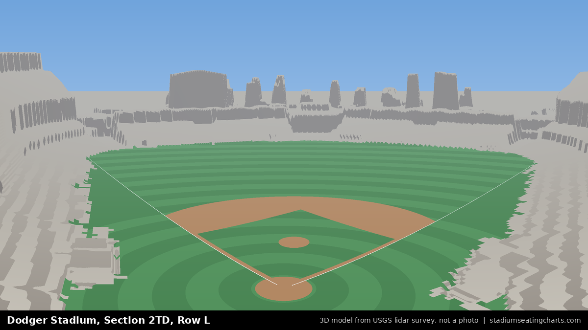 View from Dodger Stadium Section 2TD, Row L, looking toward the pitcher's mound