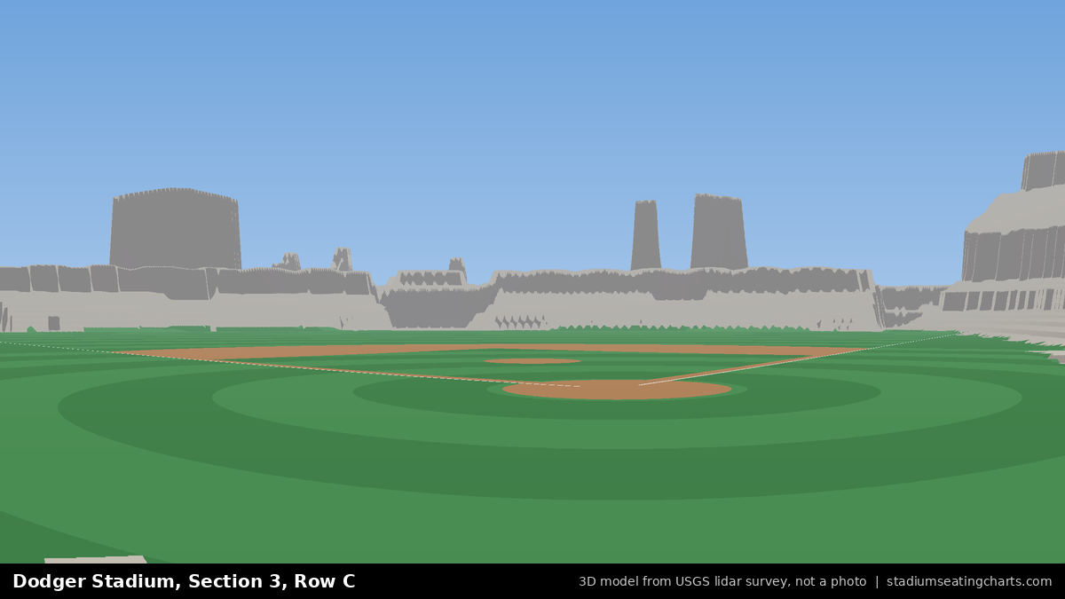 View from Dodger Stadium Section 3, Row C, looking toward the pitcher's mound