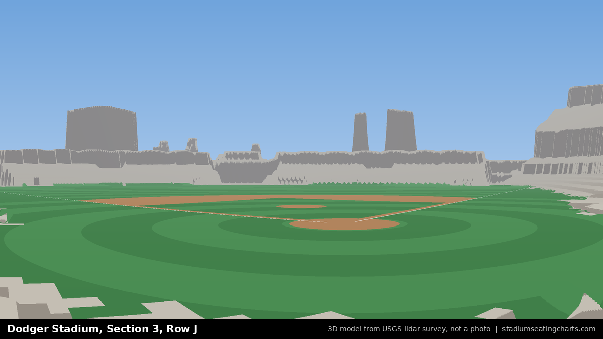 View from Dodger Stadium Section 3, Row J, looking toward the pitcher's mound