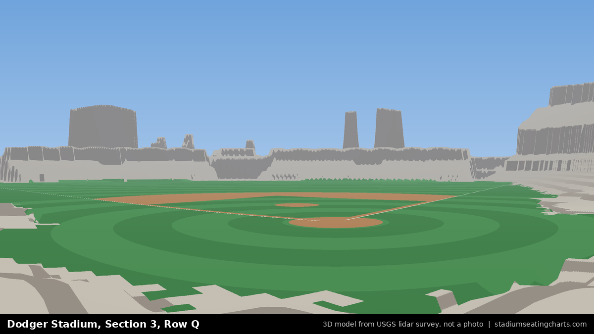 View from Dodger Stadium Section 3, Row Q, looking toward the pitcher's mound