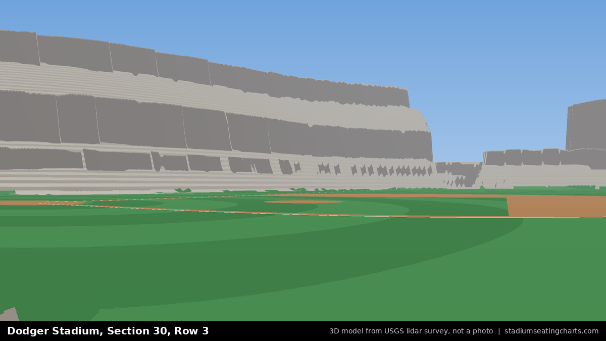 View from Dodger Stadium Section 30, Row 3, looking toward the pitcher's mound