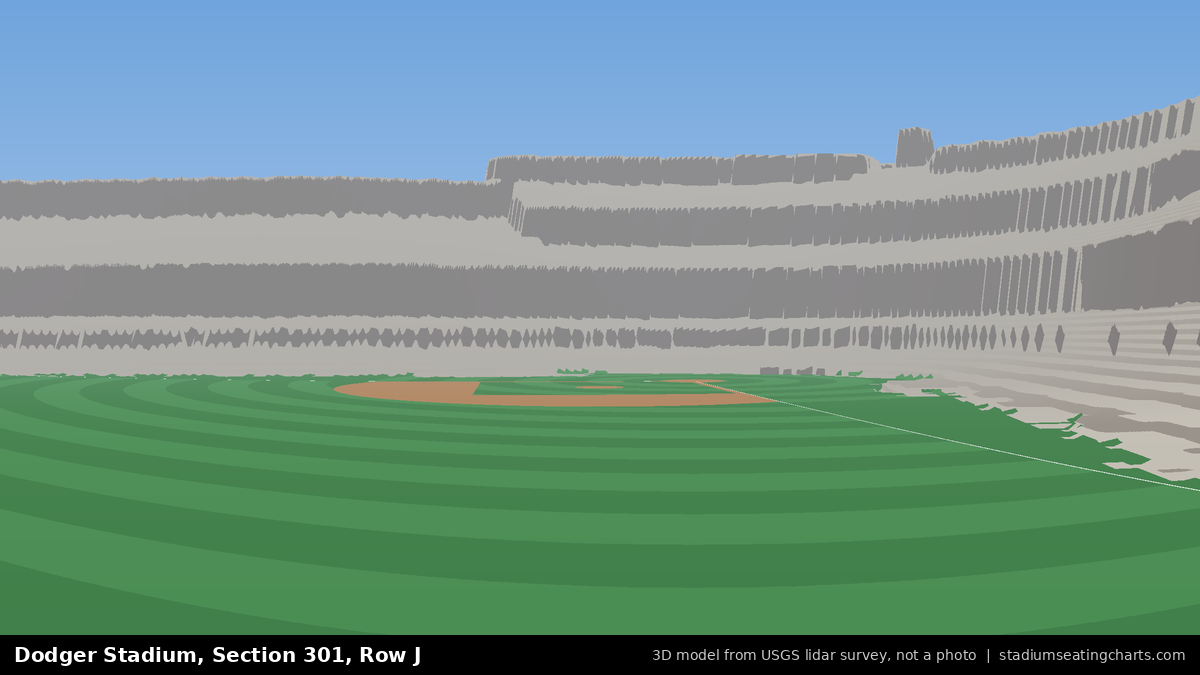 View from Dodger Stadium Section 301, Row J, looking toward the pitcher's mound