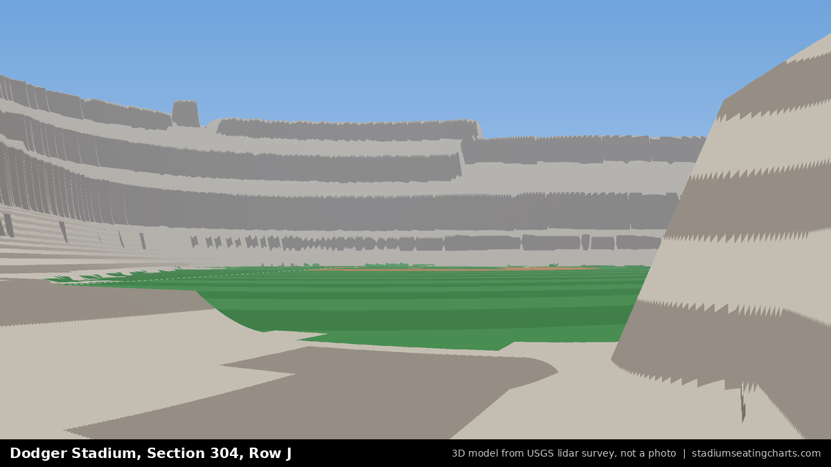 View from Dodger Stadium Section 304, Row J, looking toward the pitcher's mound