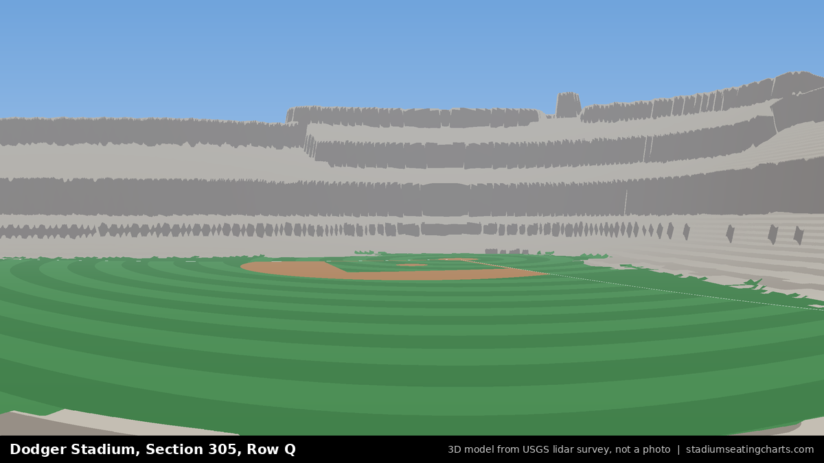 View from Dodger Stadium Section 305, Row Q, looking toward the pitcher's mound