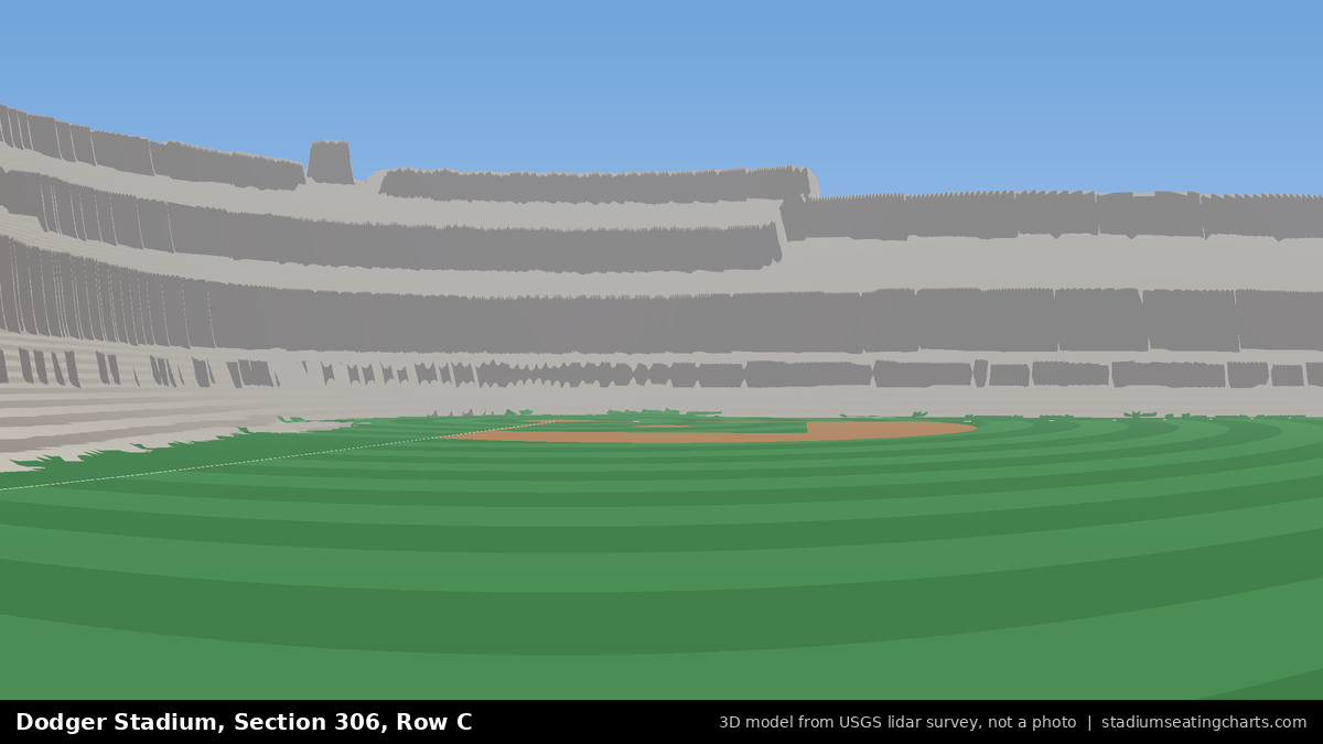 View from Dodger Stadium Section 306, Row C, looking toward the pitcher's mound