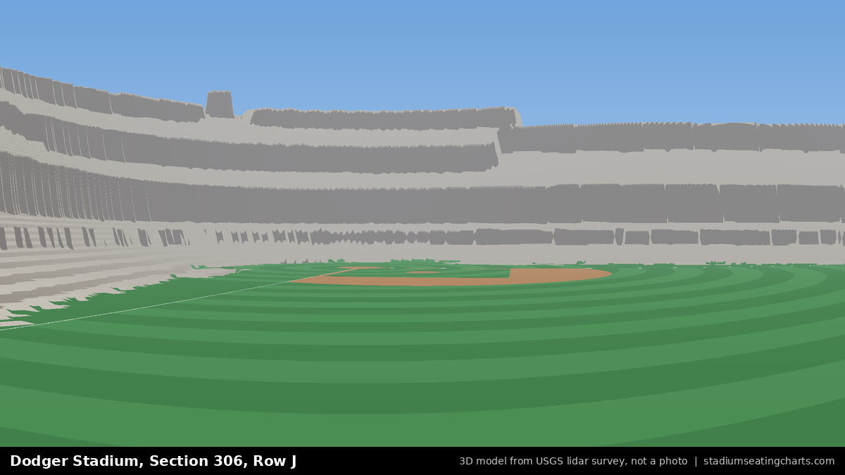 View from Dodger Stadium Section 306, Row J, looking toward the pitcher's mound