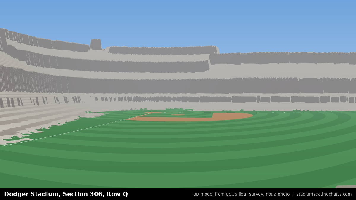 View from Dodger Stadium Section 306, Row Q, looking toward the pitcher's mound