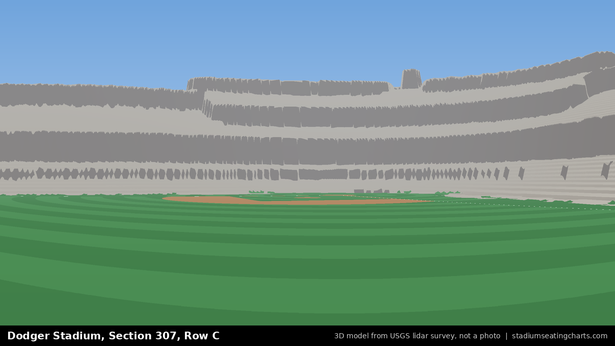 View from Dodger Stadium Section 307, Row C, looking toward the pitcher's mound