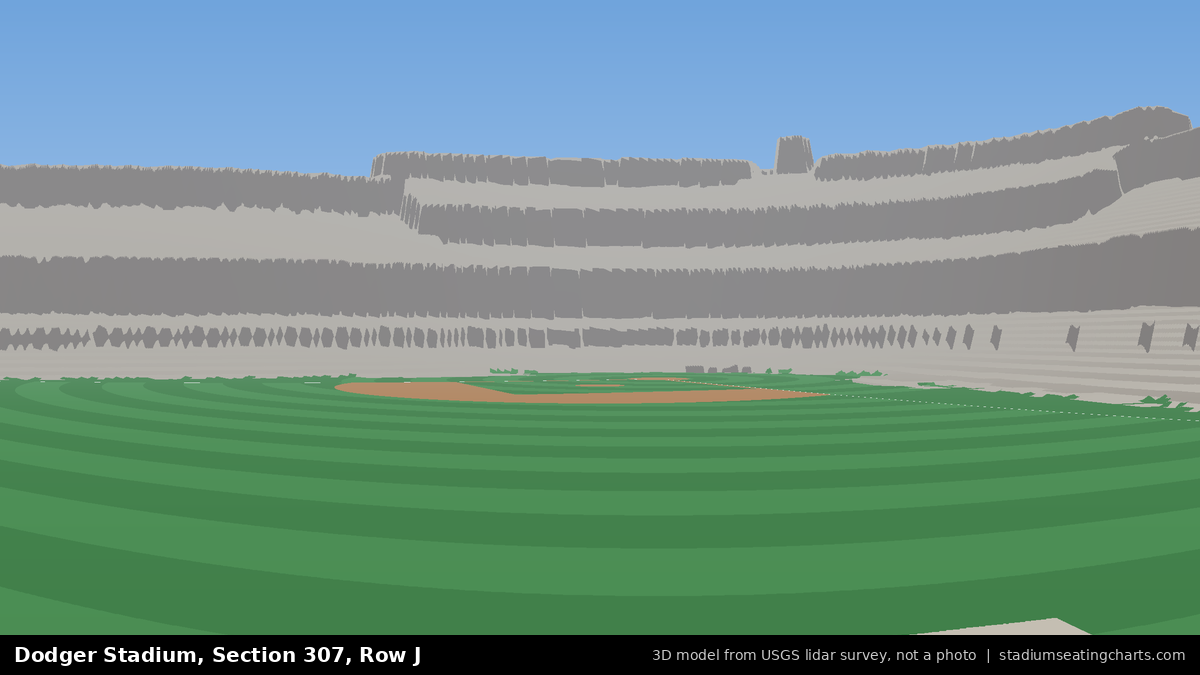 View from Dodger Stadium Section 307, Row J, looking toward the pitcher's mound