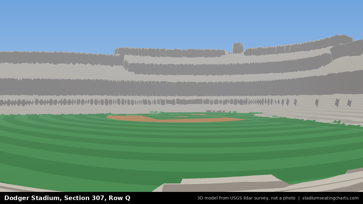 View from Dodger Stadium Section 307, Row Q, looking toward the pitcher's mound
