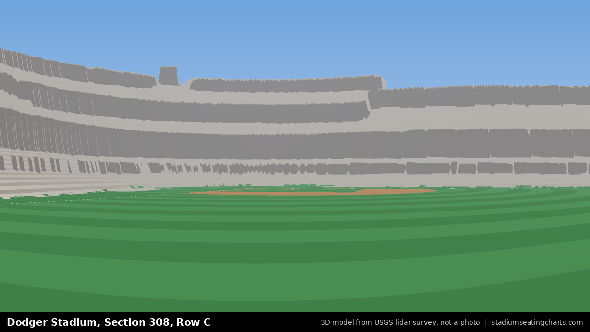 View from Dodger Stadium Section 308, Row C, looking toward the pitcher's mound