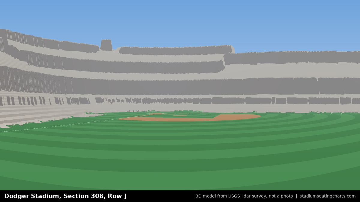 View from Dodger Stadium Section 308, Row J, looking toward the pitcher's mound