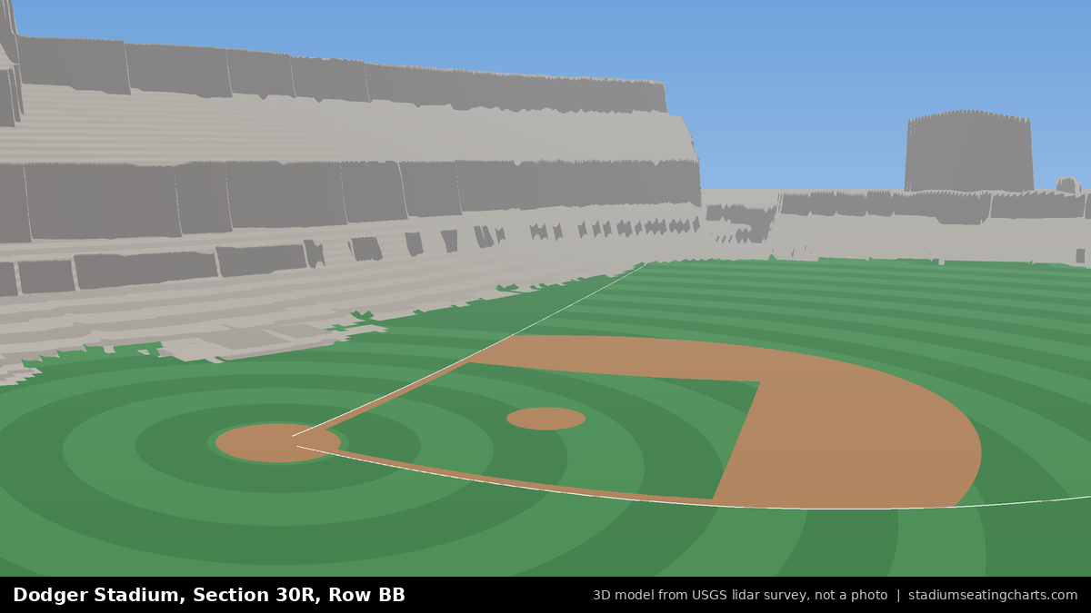 View from Dodger Stadium Section 30R, Row BB, looking toward the pitcher's mound